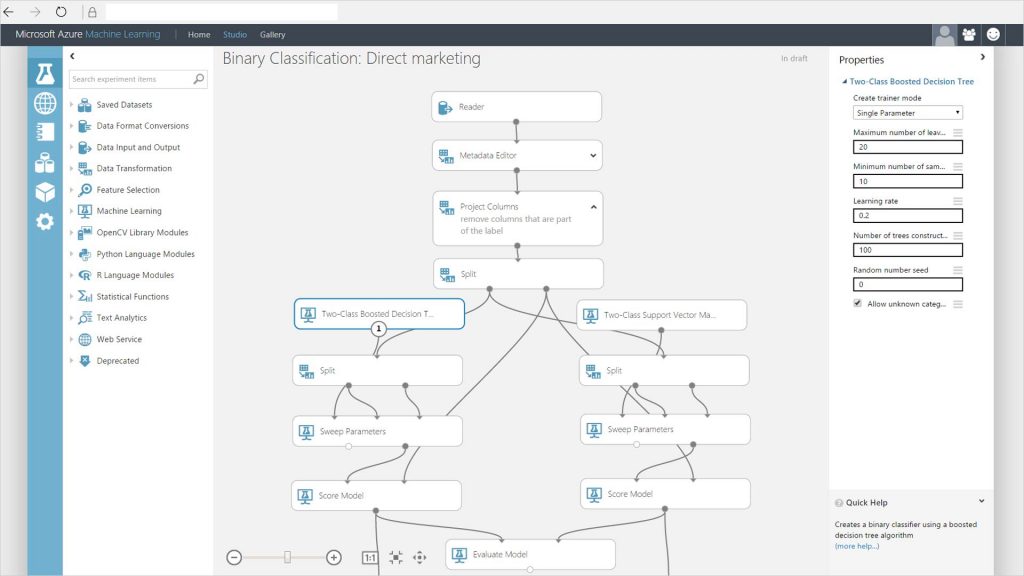 Microsoft Azure machine learning UI